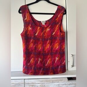 ✨ Nicola Crinkle Stretch Tank Top XL Pink Orange Abstract Sleeveless